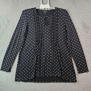 J Jill Tunic Top Blouse Women Small Floral Print Long Sleeve Black - S